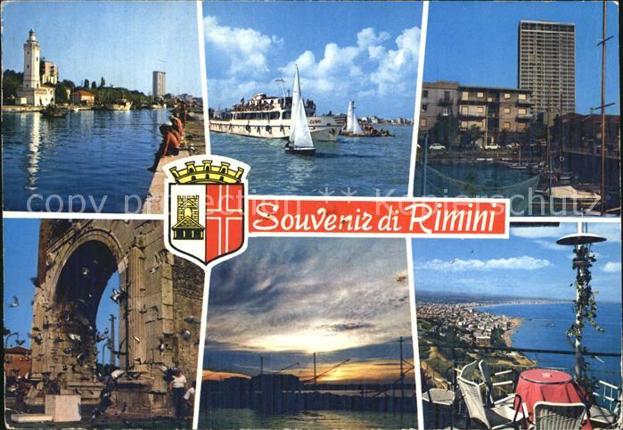 Rimini Faehre Segelboot Cafe Hochhaus