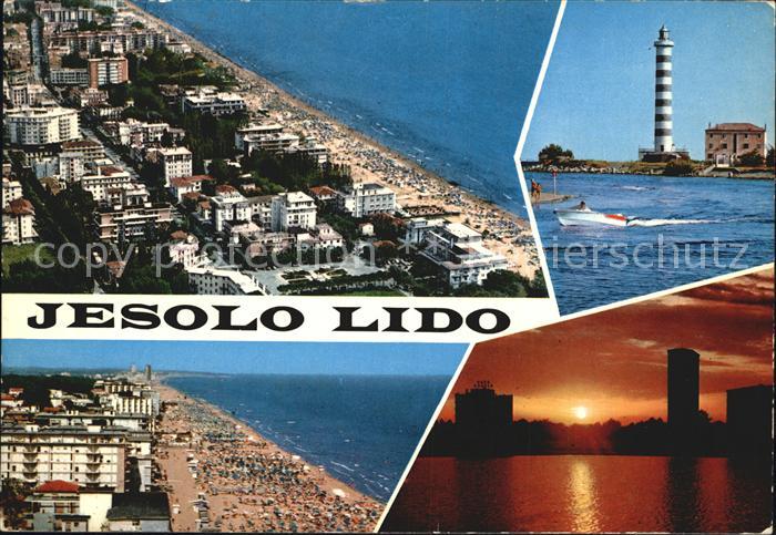 Jesolo Strand Fliegeraufnahme Leuchtturm