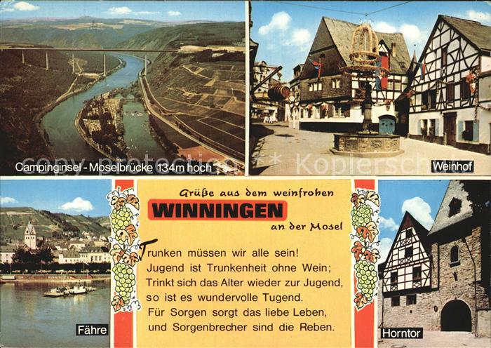Winningen Mosel Weinhof Horntor Faehre Campinginsel-Moselbruecke