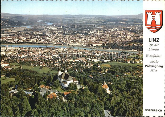 Linz Donau Wallfahrtskirche Poestlingberg Fliegeraufnahme