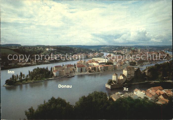 PAssAU Bayern Zusammenfluss Donau Inn Ilz