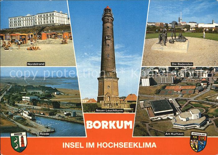 BORKUM Nordseebad Niedersachsen Neuer Leuchtturm Reede Die Badenden Fliegeraufna