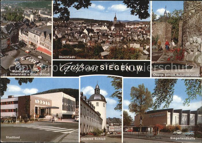 Siegen Westfalen Marktplatz Stadtbad Unteres Schloss Siegerlandhalle Oberes Schl