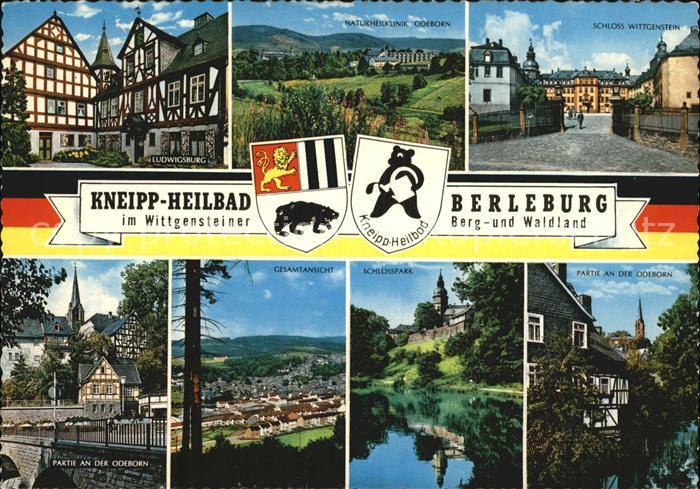 Berleburg Bad Partie an der Odeborn Schloss Wittgenstein Gesamtansicht