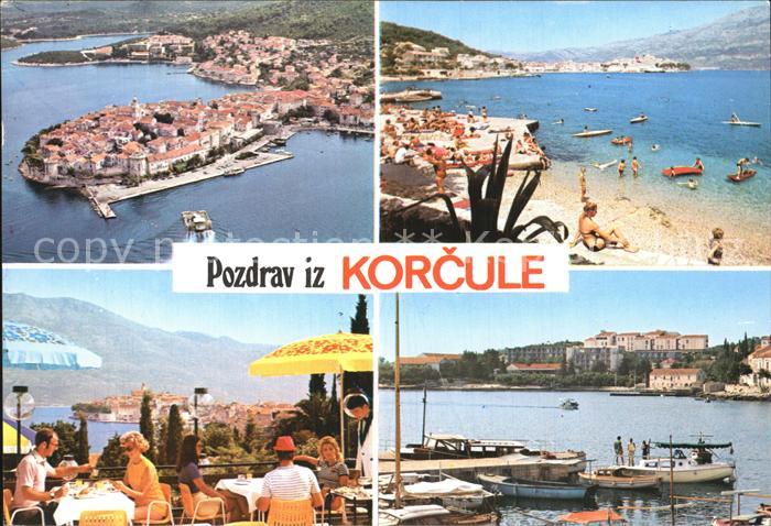 Korcula Fliegeraufnahme Strand Hafen