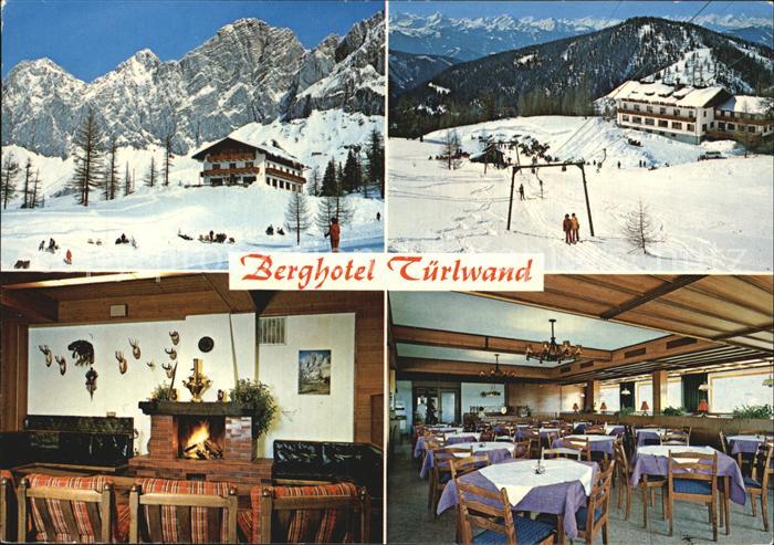 Ramsau Dachstein Steiermark Berghotel Tuerlwand Skilift Gaststube Kaminzimmer