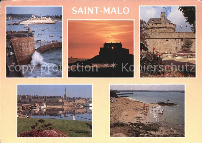 Saint-Malo 35 Strand Burg Hafen Sonnenuntergang