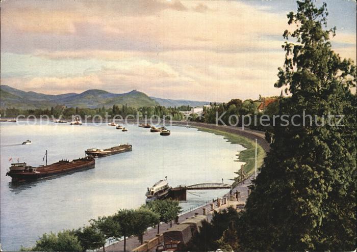 Bonn Rhein Blick auf Bundeshaus und Siebengebirge