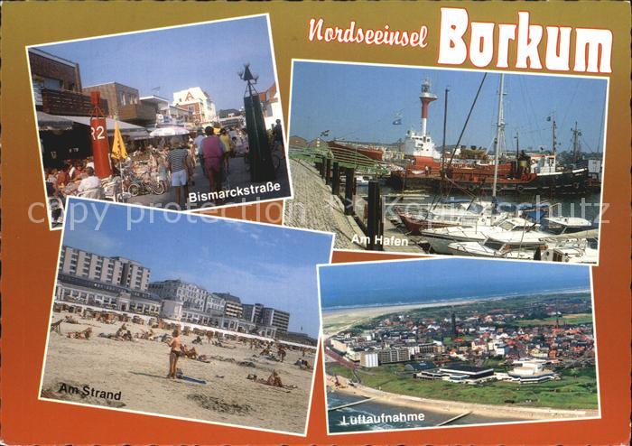 BORKUM Nordseebad Niedersachsen Fliegeraufnahme Strand Hafen Bismarckstrasse