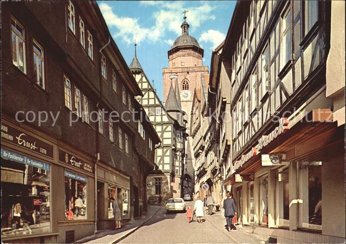 Alsfeld Obere Fuldagasse mit Blick zum Turm