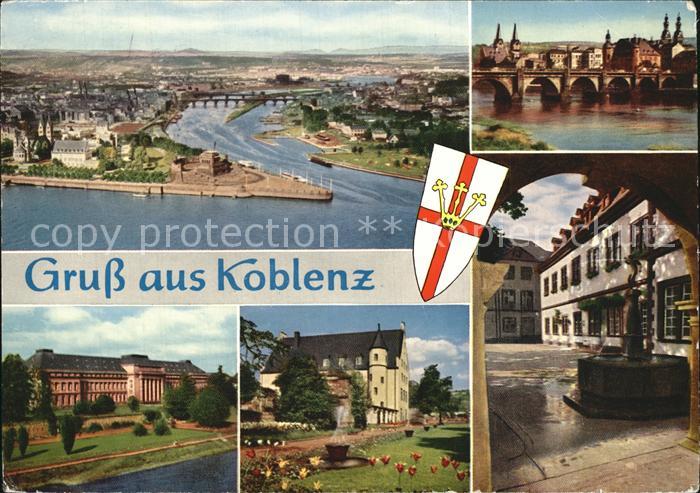 Koblenz Rhein Fliegeraufnahme Bruecke Schloss