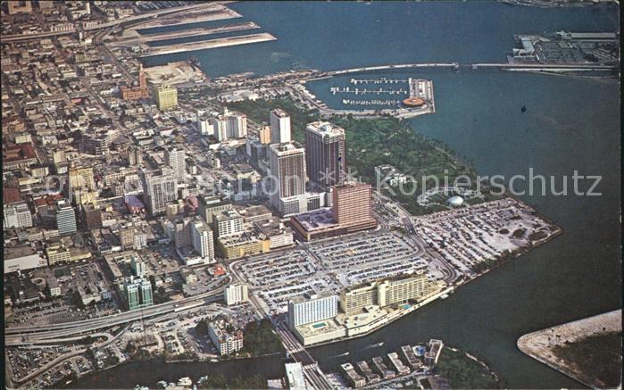Miami Florida City with the Miamarina and Dodge Island Seaport Aerial view