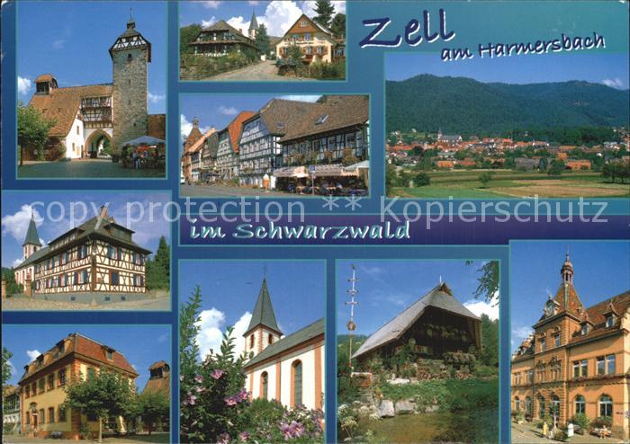 Zell Harmersbach Stadttor Dorfmotive Panorama Kirche Fachwerkhaus