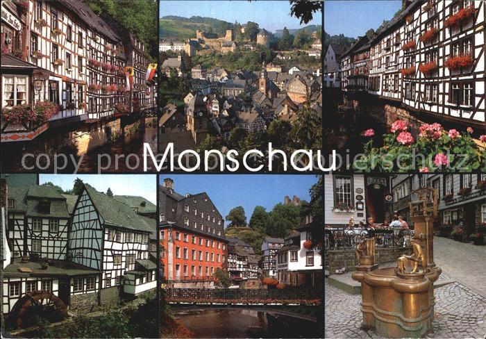 Monschau Montjoie NRW Burgruine Haller Rurpartie Rotes Haus Brunnen