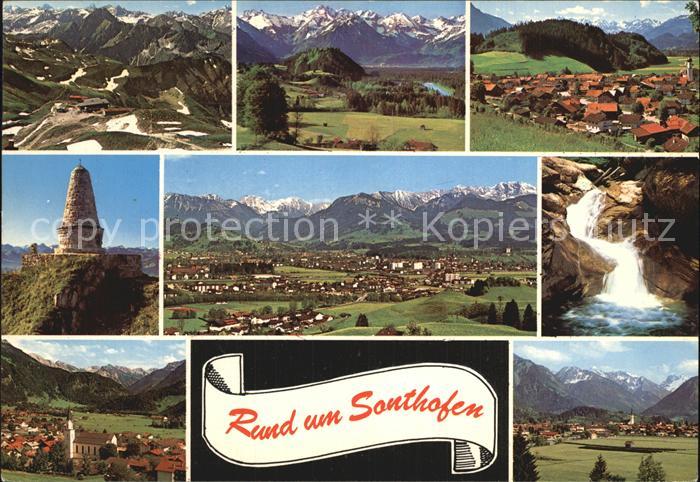Sonthofen Oberallgaeu Panorama Total Turm Stadtblick Wasserfall