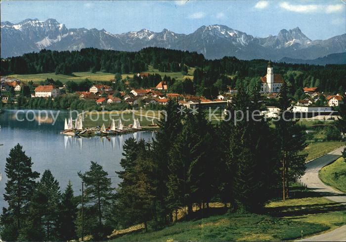 Lechbruck See mit Tiroler und Allgaeuer Alpen
