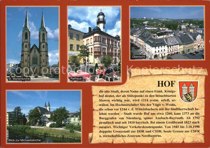 Hof Saale St Marienkirche Rathaus uebersicht Michaeliskirche