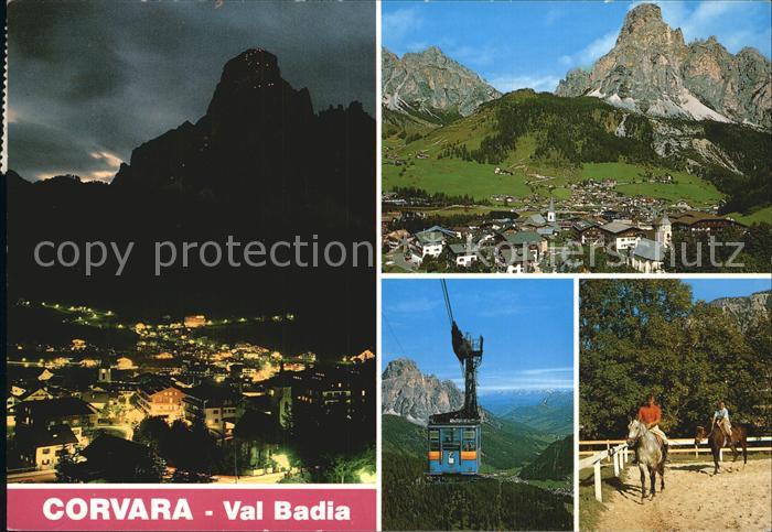 Corvara Pustertal Suedtirol bei Nacht Panorama Seilbahn Reiten