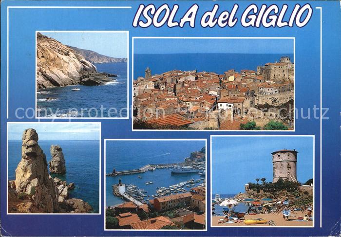 Isola del Giglio Panorama Hafen Felsformation Strand