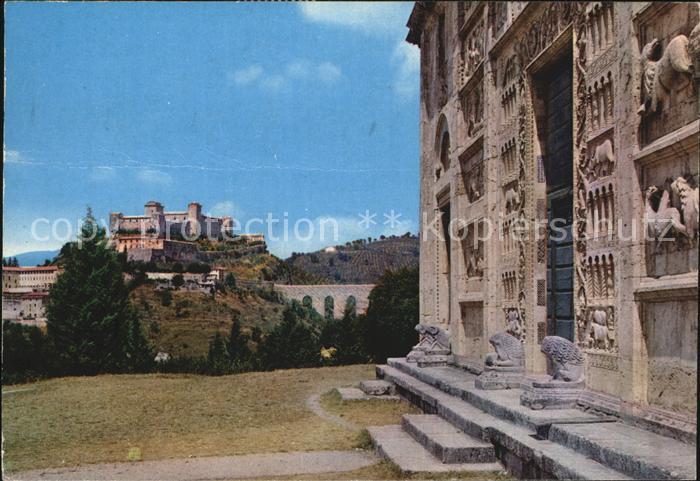 Spoleto Ficciata di San Pietro con veduta della Rocca