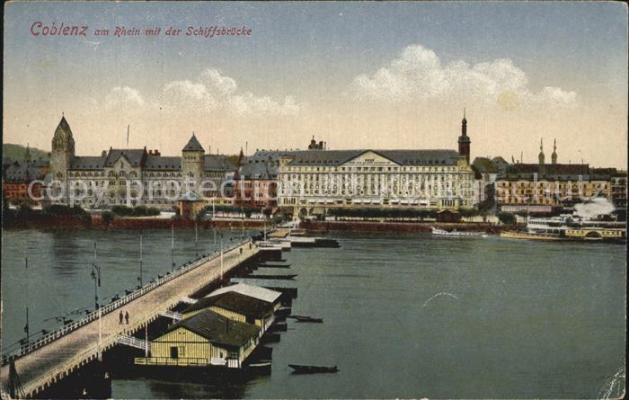 Koblenz Rhein Schiffsbruecke ueber dem Rhein