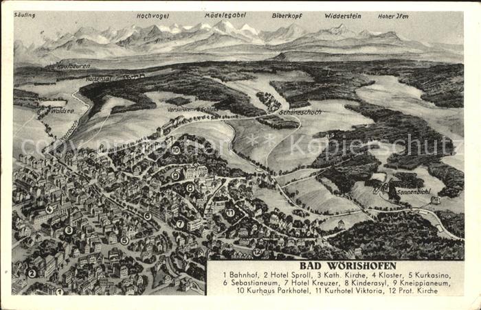 Bad Woerishofen Panoramakarte mit Alpen