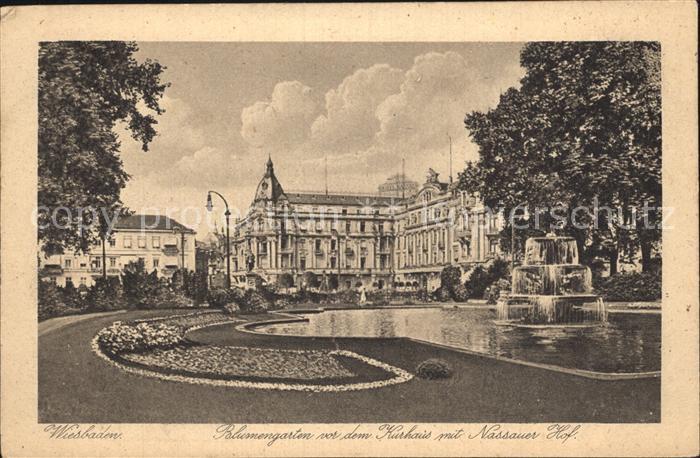 Wiesbaden Blumengarten mit Kurhaus und Nassauer Hof