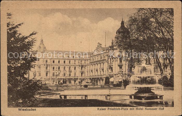 Wiesbaden Kaiser-Friedrich-Platz mit Hotel Nassauer-Hof