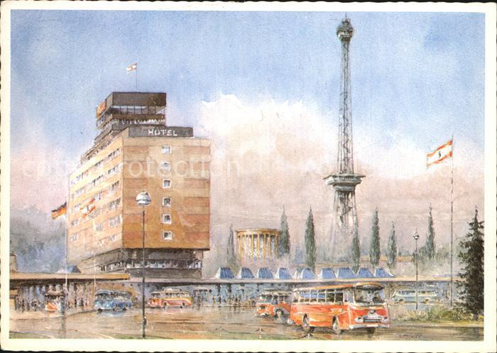 BERLIN  CITY Europa-Hotel mit Funkturm Kuenstlerkarte