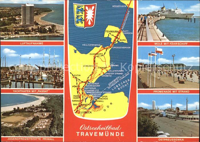 Travemuende Ostseebad Mole Faehrschiff Strand Ostpreussenkai Yachthafen