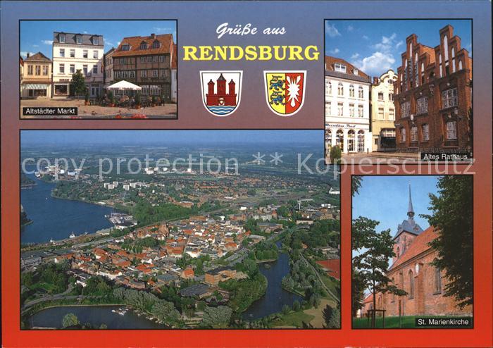 Rendsburg Schleswig-Holstein Fliegeraufnahme Rathaus Marienkirche
