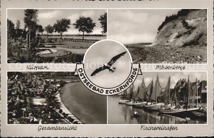 ECKERNFoeRDE Ostseebad Kurpark Moewenberge Gesamtansicht Fischereihafen