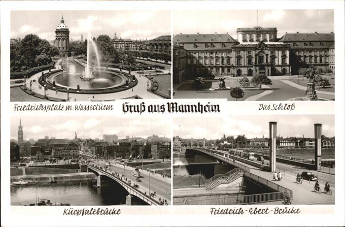 MANNHEIM BW Friedrichsplatz Wasserturm Schloss Kurpfalzbruecke Friedrich Ebert B
