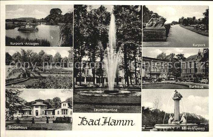 Bad Hamm Kurpark Anlagen Leuchtfontaene Kurhaus Badehaus Baerenbrunnen