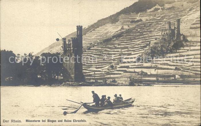 Bingen Rhein Maeuseturm und Ruine Ehrenfels