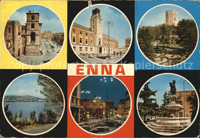 Enna Turm Rathaus Panorama Stadtblick Brunnen