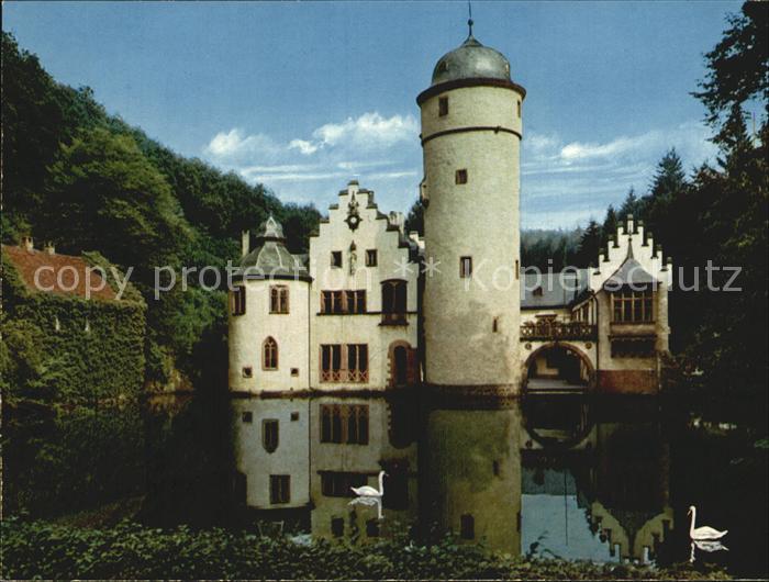 Mespelbrunn Schloss Mespelbrunn Turm Schlossgebaeude