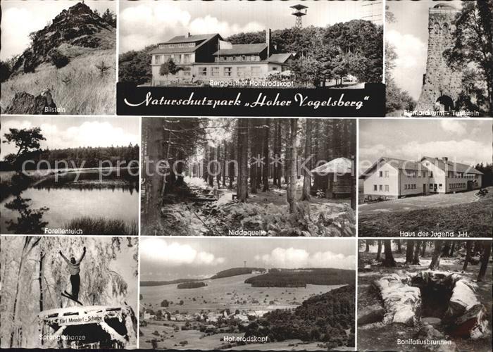 Vogelsberg Hessen Bilstein Berggasthof Hoherodskopf Bismarckturm Forellenteich N