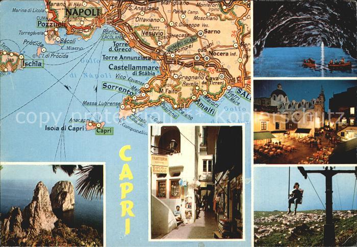 Capri Gebietskarte Felsen Dorfmotiv Grotte Markt Sessellift