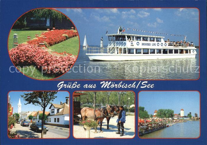 Moerbisch See Park Fahrgastschiff Hauptstr mit Kirche Zigeunerkutscher Seepromen