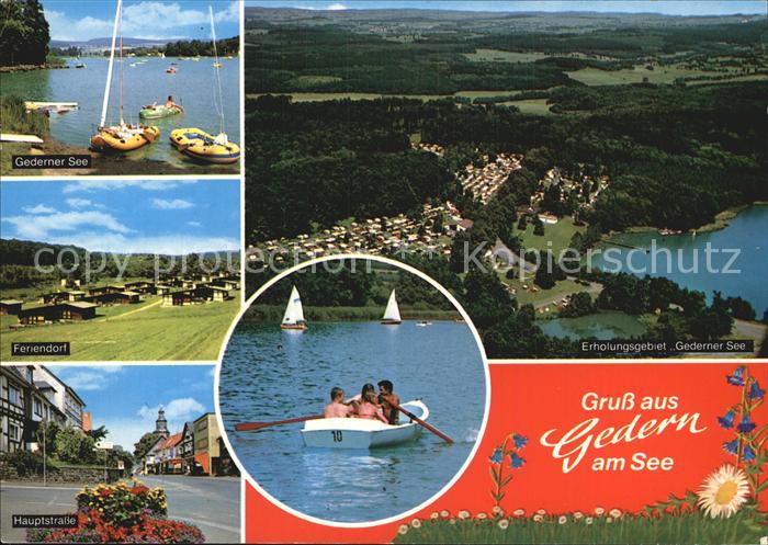 Gedern See Seepartie Fliegeraufnahme Feriendorf Hauptstr Bootspartie