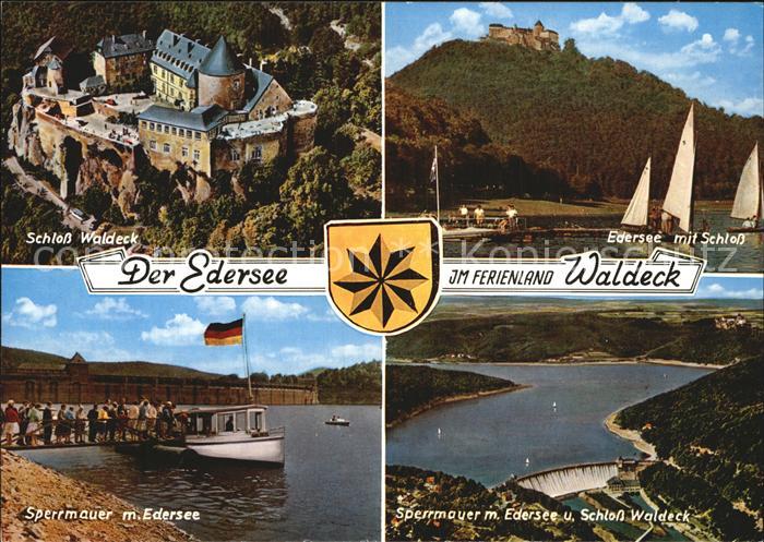 Waldeck Edersee Schloss Waldeck Sperrmauer Fliegeraufnahme