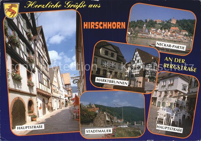 Hirschhorn Neckar Hauptstr Marktbrunnen Stadtmauer Neckarpartie