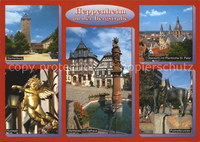 Heppenheim Bergstrasse Starkenburg Pfarrkirche St Peter Ausleger Marktplatz Rath