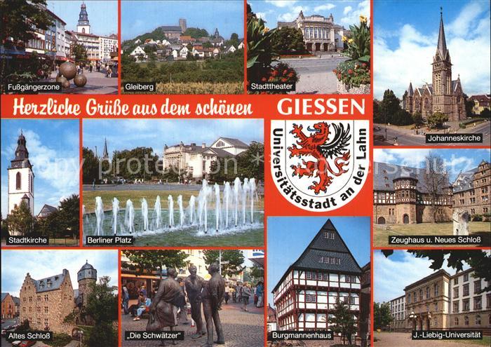 Giessen Lahn Fussgaengerzone Gleiberg Stadttheater Johanneskirche Stadtkirche Be
