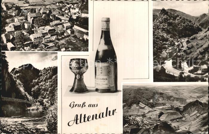Altenahr panorama Ahrtal Weingebiet Weinflasche Weinglas