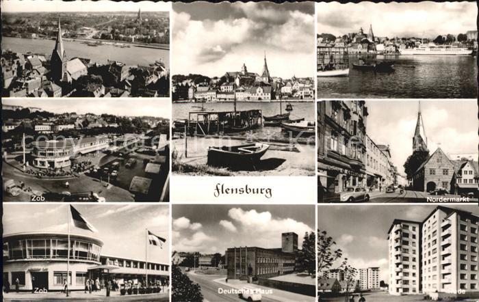 Flensburg Teilansichten Nordermarkt Deutsches Haus Zob Rude Hochhaeuser