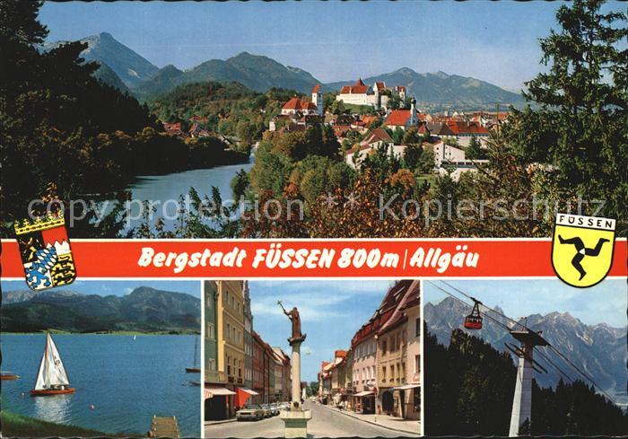 Fuessen Allgaeu Panorama Hohes Schloss Kloster Allgaeuer Alpen Bergbahn See Sege