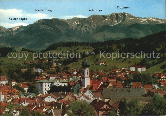 Immenstadt Allgaeu Ortsansicht mit Kirche Daumengruppe Allgaeuer Alpen