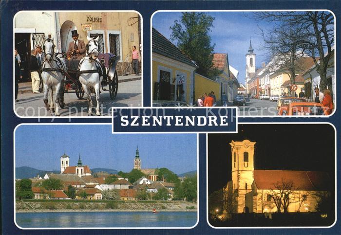 Szentendre Pferdekutsche Strassenpartie Kirche